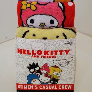 Hello Kitty Men's Casual Crew Socks 6-Pair One size Fits Most